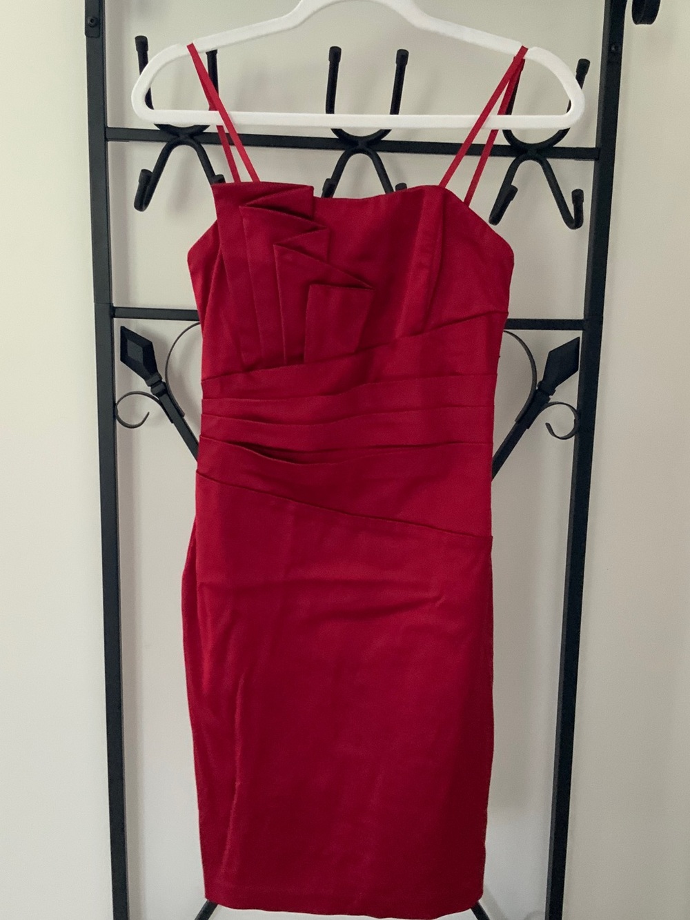 Cache Red Pleated Mini Sheath Dress